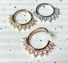 1pc Half Circle Gems Bendable Hoop Ring Septum Daith Rook Tragus Ear Cartilage