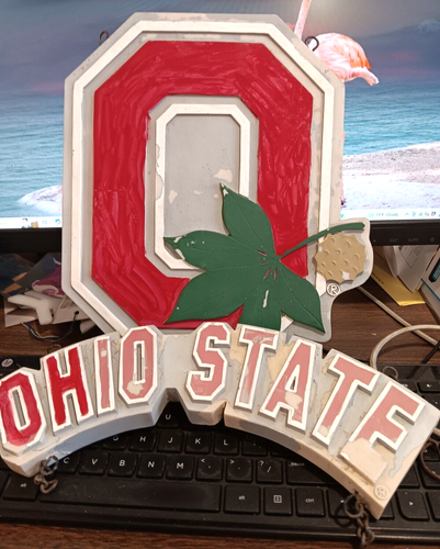 1990er OHIO STATE BUCKEYES HÄNGENDES 12" HOHES HOFSCHILD, BRAUCHT TLC