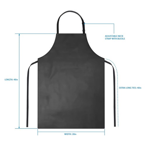 Waterproof Men Women Adjustable Bib Apron Black PVC Kitchen Chef Cooking Apron - Picture 2 of 7