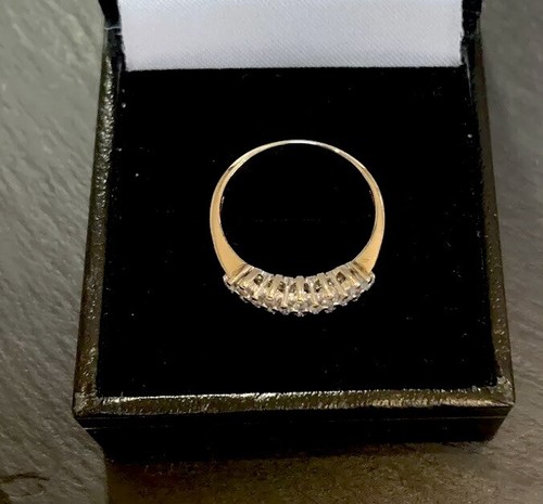 9ct Y Gold .20ct Diamond Two Row Fancy Set Cluster Eternity/Dress Ring. UK J.5. - Picture 14 of 17
