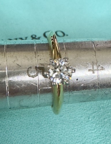 Tiffany & Co. 18k Yellow Gold Diamond Solitaire Platinum Engagement Ring Sz 4.75 - Picture 17 of 18