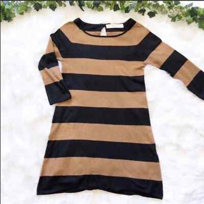 Zara Knit Long Sleeve Mini Dress Brown & Black