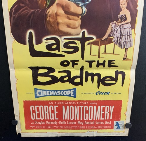 original 1957 Last of the Bad Men Folded Movie Poster 14 x 36 ~ WESTERN Classic - Picture 4 of 5