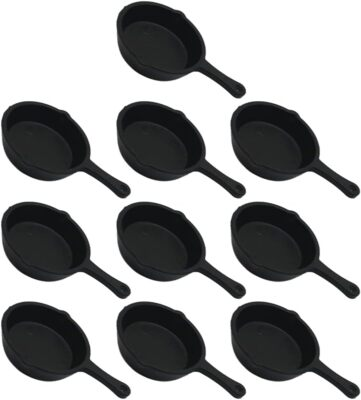 #ad 10 Pcs Miniature Skillet Mini Cast Iron Skillet Small Frying Pan Set for Baked $24.64