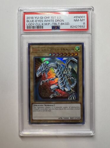 Yu-Gi-Oh! Blue-Eyes White Dragon 1st Edition Ultra Rare LCKC-EN001 Tablet PSA 8 - Picture 1 of 3
