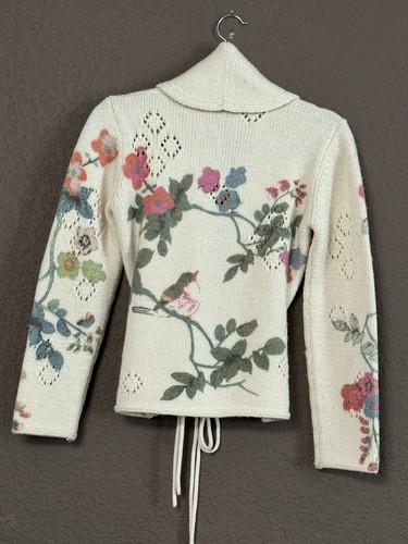 Oilily Sweater Cardigan Wool Floral Bage Women Size M - Picture 7 of 20