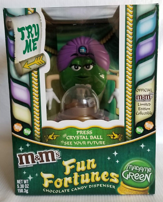 M&M's Fun Fortunes Chocolate Candy Dispenser Madame Green Purple Scarf