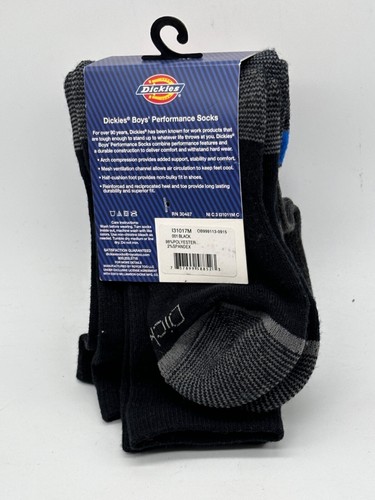 NEW 3 PAIR PACK DICKIES BOYS ACTION PERFORMANCE CREW SOCKS SIZES 9-2.5 AND 3-9 - Picture 12 of 29