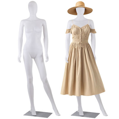 70'' Female Mannequin Stand PP Realistic Head Turns Detachable Full Body White 
