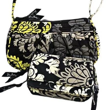 Vera Bradley Baroque Frannie Cresent Crossbody Bag and Matching Wallet Wristlet