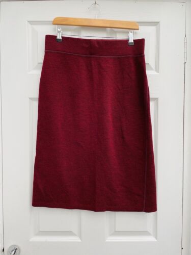 ARKET Deep Red Wool & Cotton Mix Knitted Pencil Skirt Sz 12 M Excellent Cond