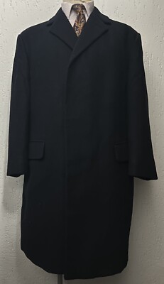 50er Jahre Herren Marineblau Mantel Overcoat Vintage European Bespoke Wolle 44 Large ''