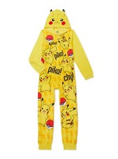 Pokemon Hooded Union Suit Sleeper Blanket Pajama Boy Size 8 10/12