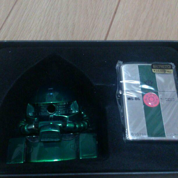 Zippo Oil Lighter Zaku MS-06 Head Stand Model Mobile Suit Gundam