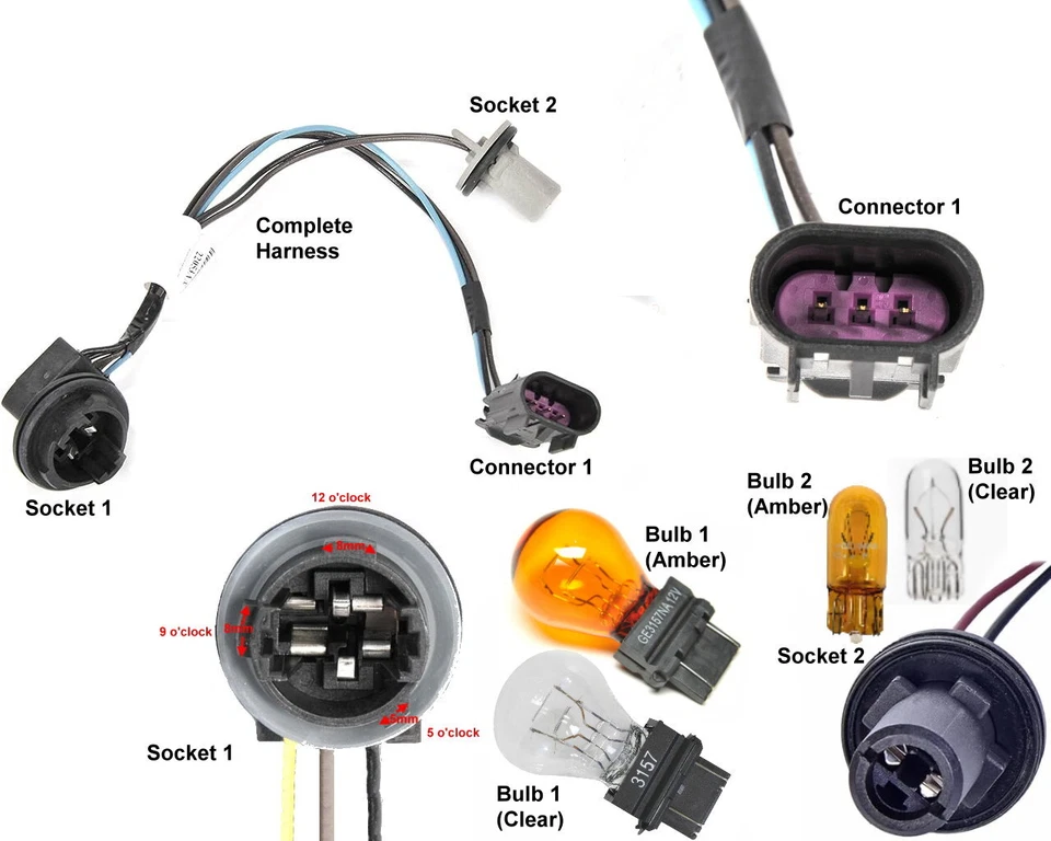 AUTOLUMINATION Headlight Turn Signal Side Marker Wiring Harness Connectors Bulbs GMC Yukon