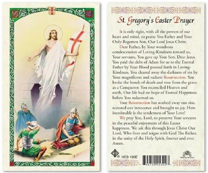SAINT GREGORY EASTER PRAYER. LAMINATED HOLY CARD  5-PER ORDER. - Picture 1 of 6