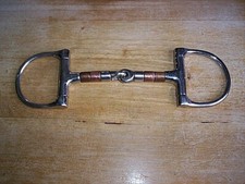 Used Stainless Dee Ring Snaffle Bit 5" Mouth with Copper  Stainless Rollers