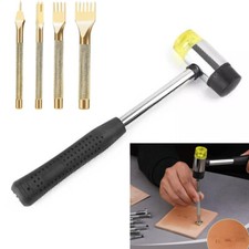 Leather Stitching Punch Set Diamond Chisel Tools 1/2/4/6 Prong DIY With Hammer