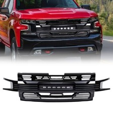 Glossy Black Front Armor Grill Woff-road Light For 2019-21 Chevy Silverado 1500 Glossy Black Front Armor Grill Woff-road Light For 2019-21 Chevy Silverado 1500