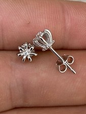 Real Solid 925 Sterling Silver Crown Shape Earrings Small Solitaire Studs Girls