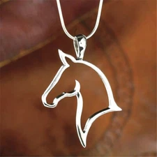 Silver Chain Horse Pendant Necklace Animal Charm Silver Jewelry Gift For Her