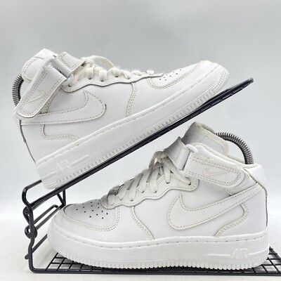 NIKE AIR FORCE 1 MID WEISS SNEAKER GRÖßE UK 3 LEDER TRIPLE HIGH TOP 314195-113