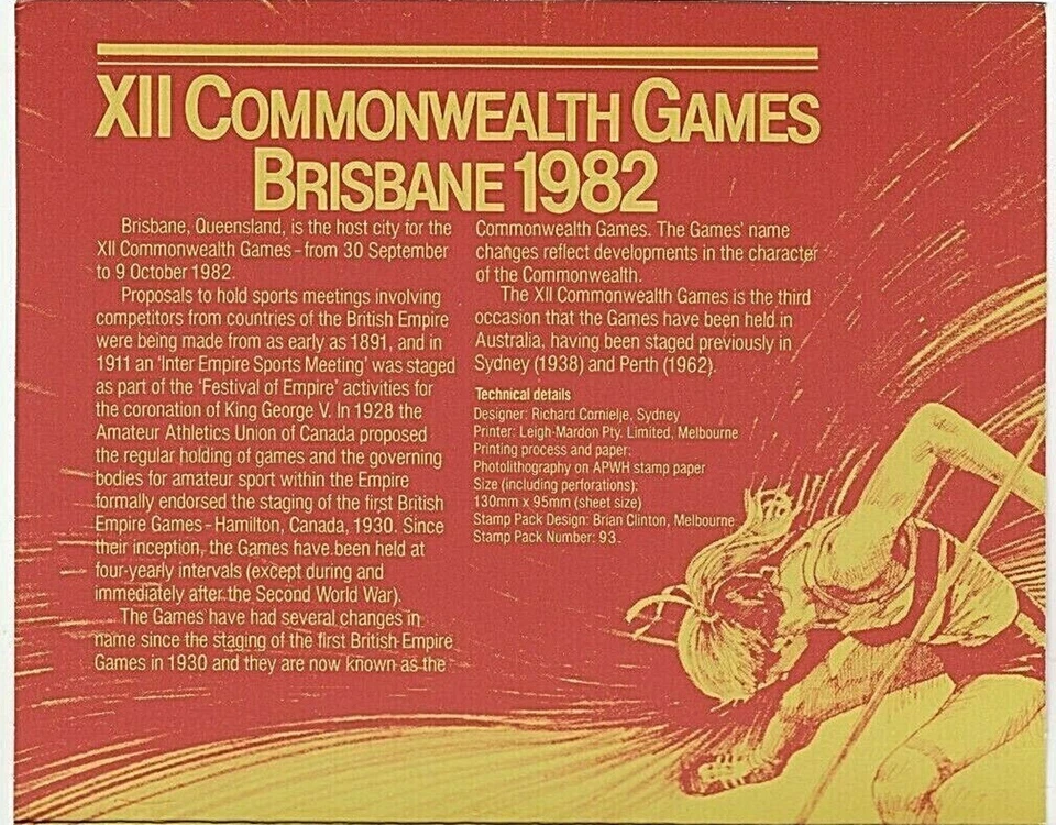 1982 Australian Commonwealth Games Brisbane Stamps Pack 27c Set Mini-Sheet issue - image 3 of 4