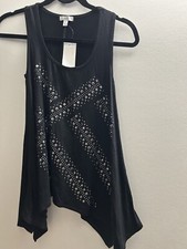 NEW NWOT Womens CACHE Black Gunmetal Embellished Soft Stretchy Tank Top 6