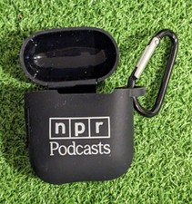 NPR Logo Airpods Fitted Case Skin With Carabineer