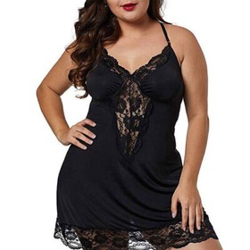 Plus Size Women Sexy Lingerie Lace Babydoll Nighdress Pajamas Nightwear Dress v