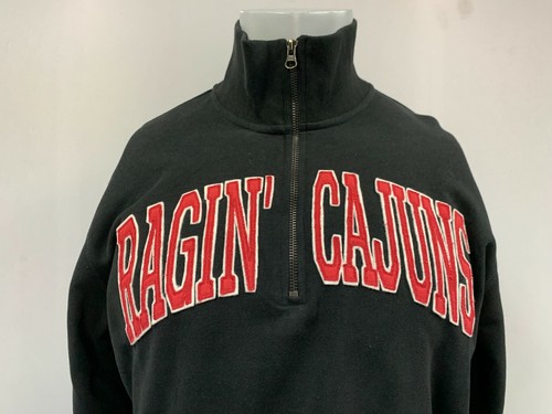 Louisiana Ragin Cajuns Sweatshirt Mens Large Black 1/4 Zip Pullover '47 Brand - Picture 2 of 8