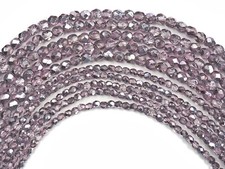 Czech Fire Polished Round Faceted Glass Beads, Crystal Labrador Lavender 4mm 6mm