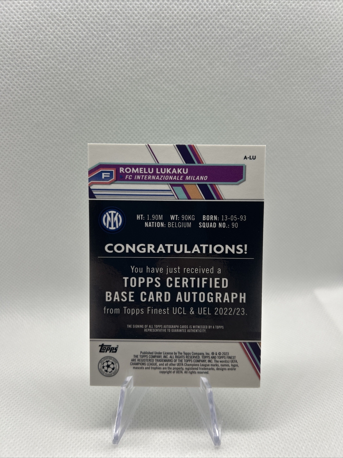 2022/23 Topps Finest UCC Green Auto Autograph - Romelu Lukaku 23/99 - Bild 2 von 2