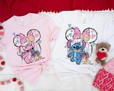 Custom Name Disney Stitch and Angel Minnie Bow Unisex Adult Kid Tee 320111157