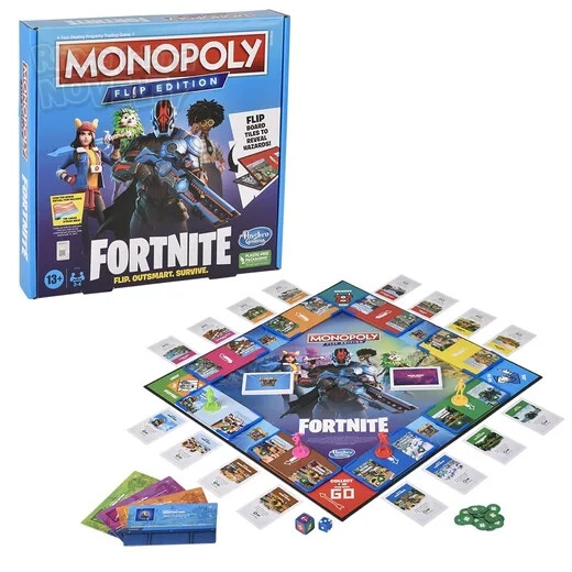 RI One Monopoly Flip Edition Fortnite Family Board Game