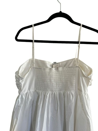 NWT A New Day Medium Ruched Baby Doll White Mini Dress Smocked Back #3313 - Picture 4 of 12