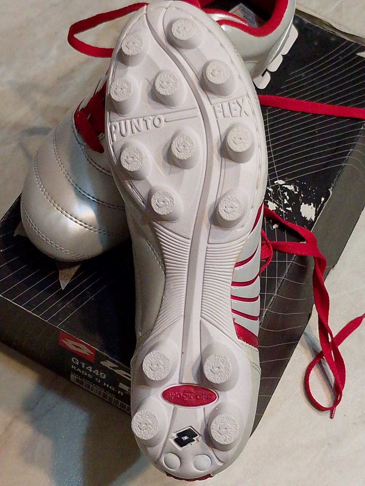 Scarpette Calcio Lotto Kaos ll HG R Bianco Rosso Tacchetti Gomma