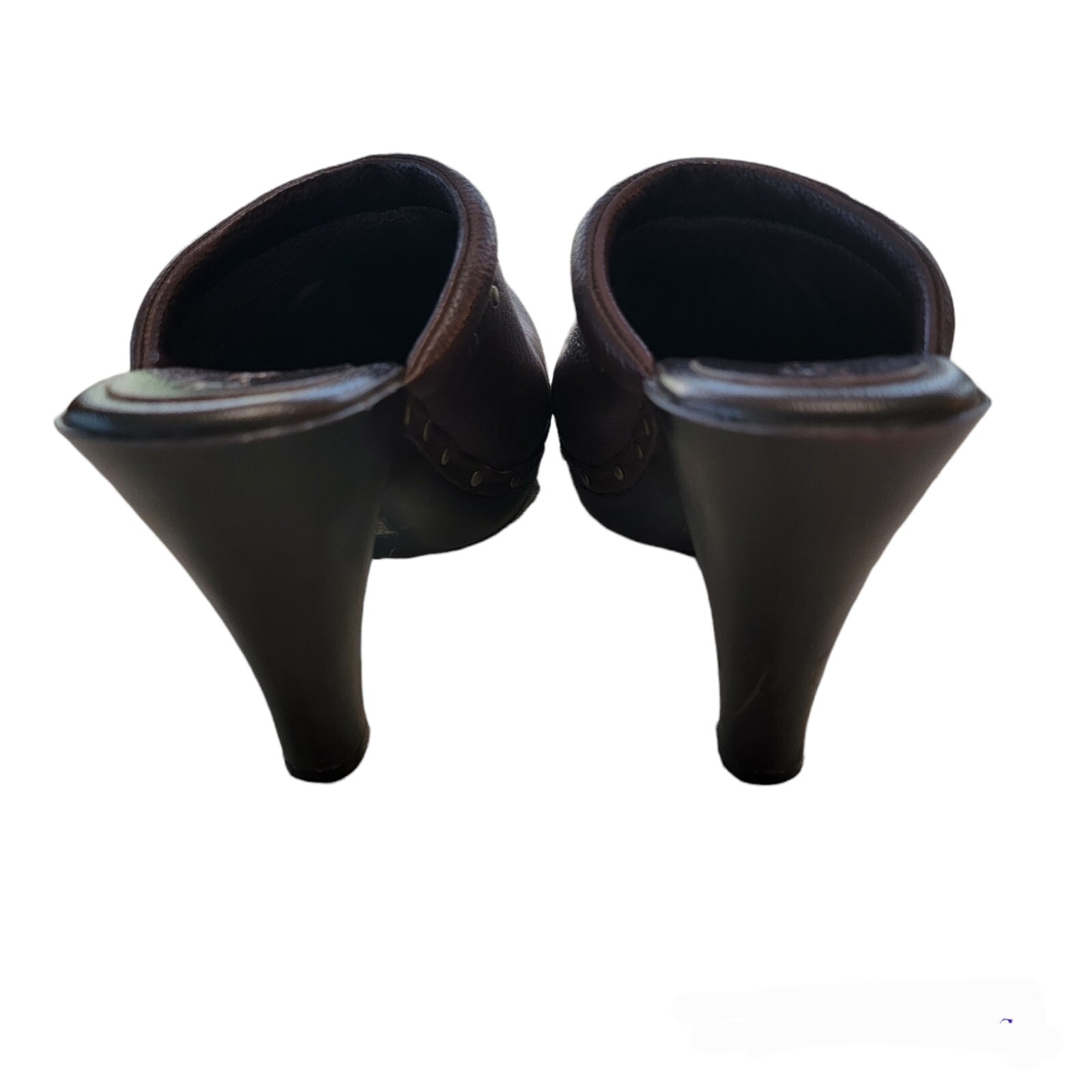 PANTOFOLA D’ORO Y NOT? mules tacco borchiato oro pelle marrone 3 pollici Y2K taglia 7