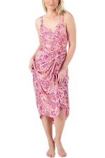 Isaac Mizrahi Live! Bridgehampton Printed Sarong Cover Up Pink Paisley