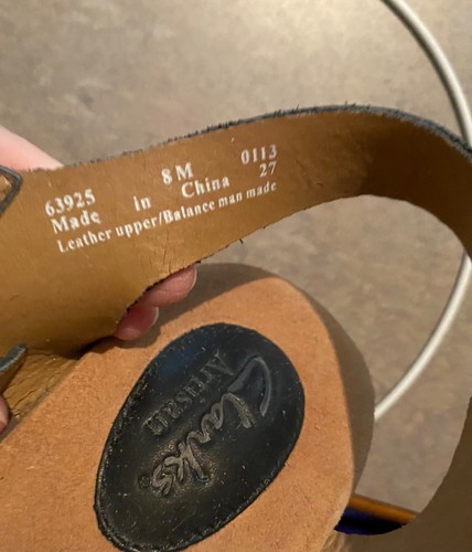 Clarks Artisan Sandal Women's 8 M Black Strap Leather Cork Wedge Heel Shoe 63925 - Bild 4 von 4