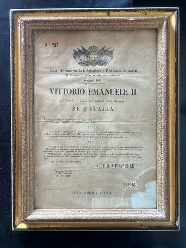 π΄ VITTORIO EMANUELE II legge conio monete 5 10 centesimi 1862 quadro ORIGINALE - Picture 2 of 11