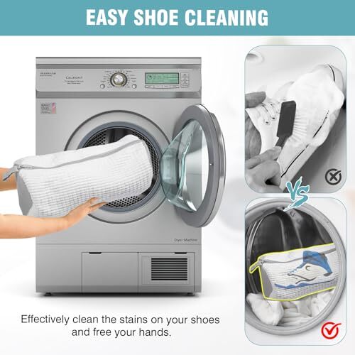 Shoe Washing Machine Bag, 1 Pack Laundry Shoe Bags for Washer and 1PCS White - Bild 3 von 6