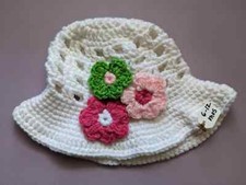 Homemade Crochet Floral Baby Bucket Hat 6-12 mo 