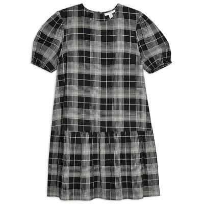 Topshop Black & White Check Puff Sleeve Mini Dress 2 EUC | eBay