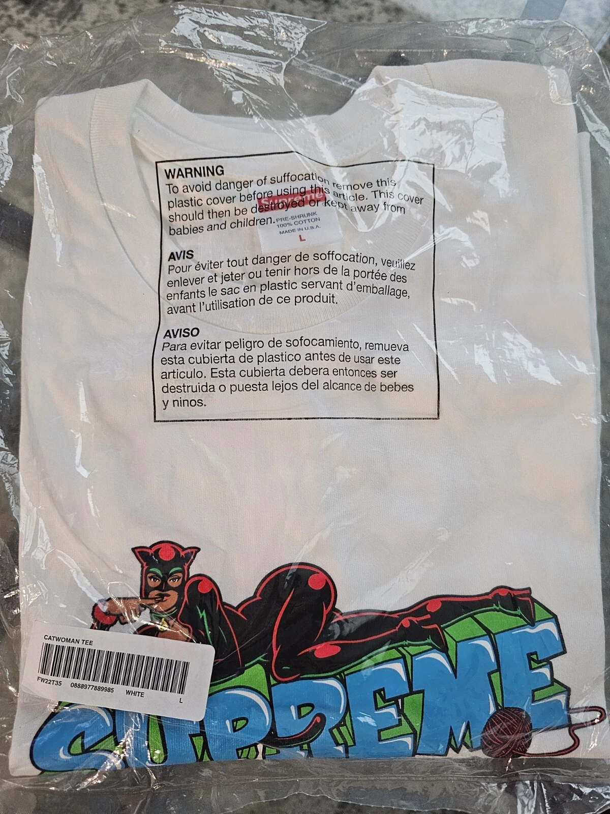 Tee shirt Supreme Catwoman taille L BLANC jamais porté