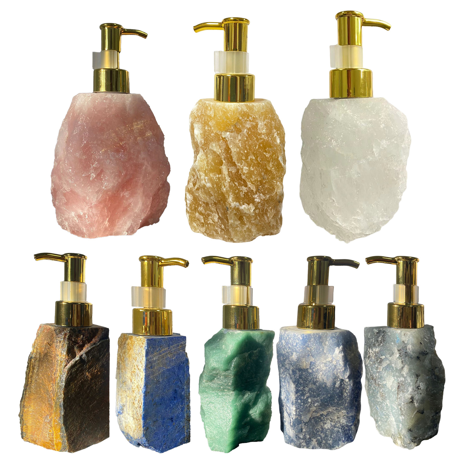 Soap Dispenser Refillable Bottle Natural Crystal Stone Press Type Shower Bottle-image