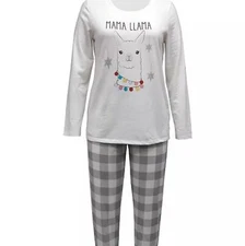 Family Pajamas set  mama llama white gray 