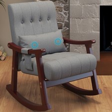 Upholstered Rocking Chair with Massage Support Pocket, Glider Chair Nursery Rock