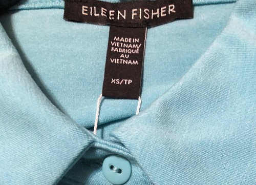 NWT EILEEN FISHER (XS) CLASSIC COLLAR GLACIER L/S FINE JERSEY STRETCH SHIRT - Picture 8 of 11