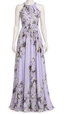 Eliza J Lavender Gray Floral Chiffon Halter Maxi Dress Wedding Guest Womens 4